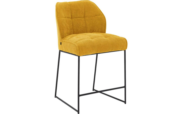 Goossens Barstoel Ronnie, Barstoel, zithoogte 72 cm - geel Textiel