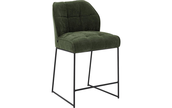 Goossens Barstoel Ronnie, Barstoel, zithoogte 72 cm - groen Textiel