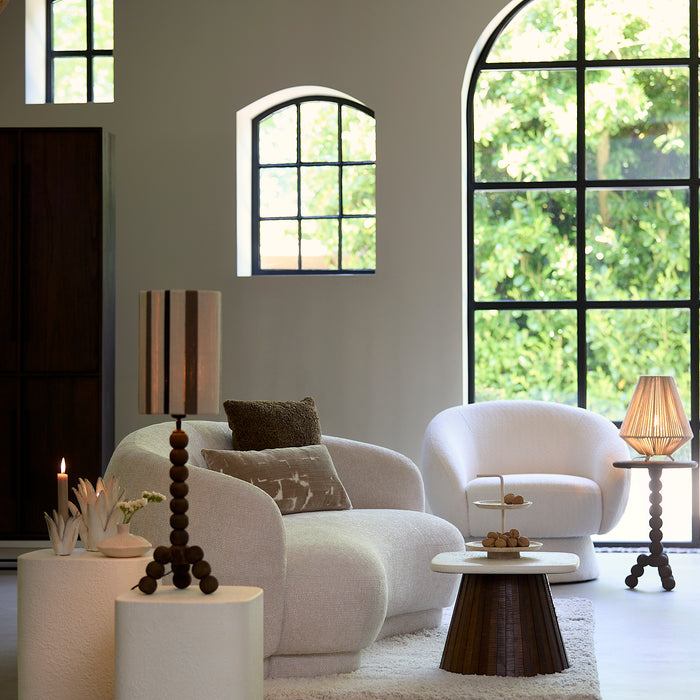 Light&living Bijzettafel 45x45x35 cm OKATO crème+hout bruin