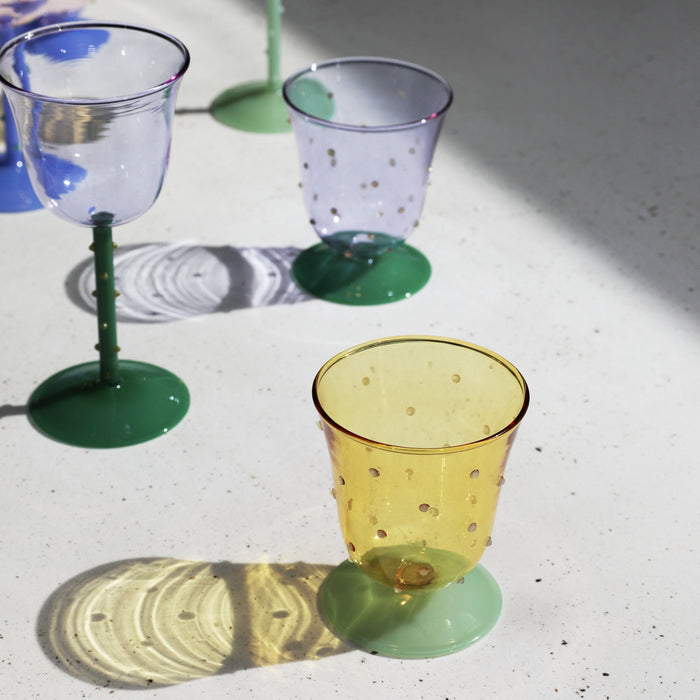 &k amsterdam Dot Waterglas - Roze - Set van 2