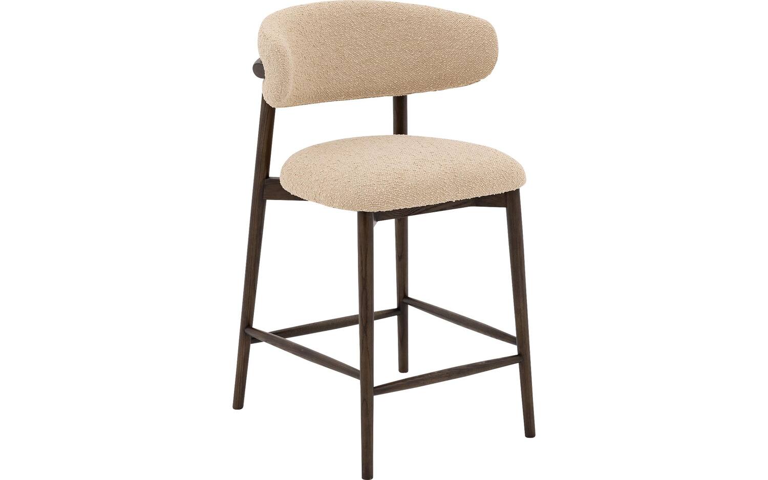 Goossens Counterstoel Diede, Counterstoel - bruin Boucle zonder