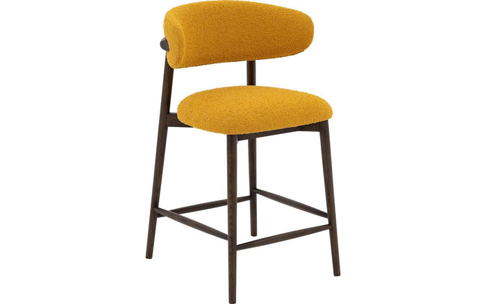 Goossens Counterstoel Diede, Counterstoel - geel Boucle zonder