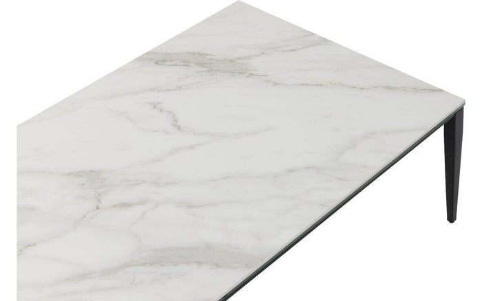 Goossens salontafel Dexter in Keramiek wit geaderd