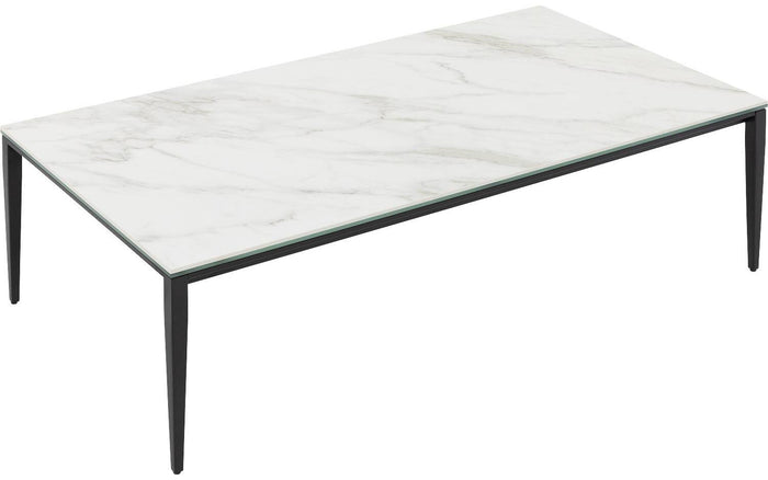 Goossens salontafel Dexter in Keramiek wit geaderd