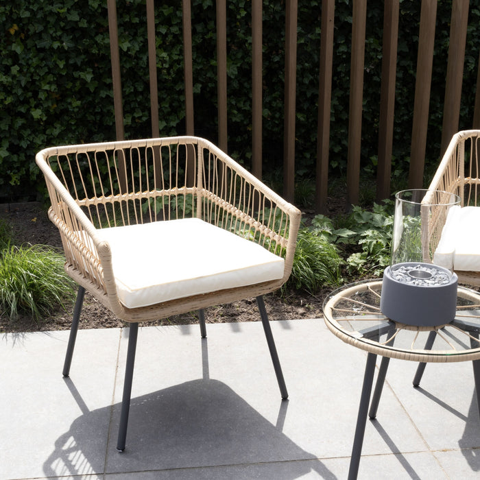 Giga Meubel - Tuinset Rattan - 2 Stoelen & 1 Tafel - Incl. Kussen