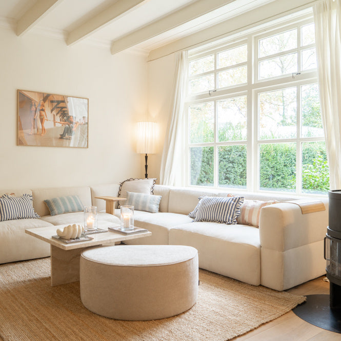 Bronx71 Scandinavische hoekbank Karla chenille off white 6-zits