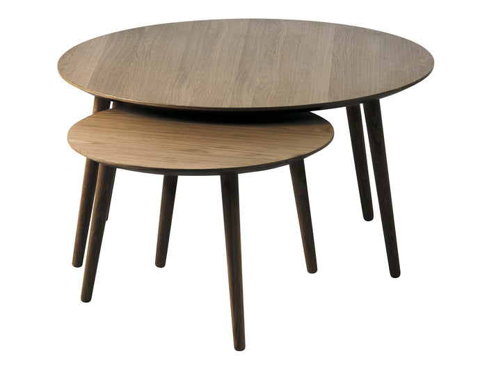 Giga Living - Salontafel Adda Rond Smoked Eiken Set van 2