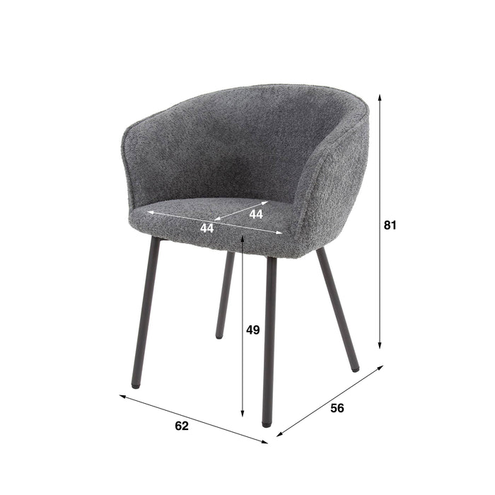 Giga Meubel - Armstoel Bouclé Grijs Draaibaar - Zithoogte 49cm