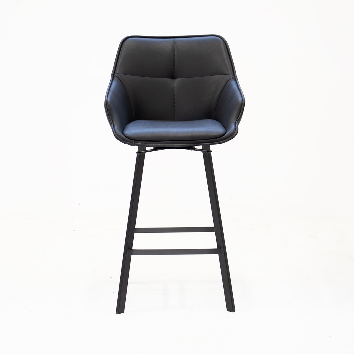 Giga Meubel - Barstoel Shannon Zwart Draaibaar  - PU leer|Staal|Metaal