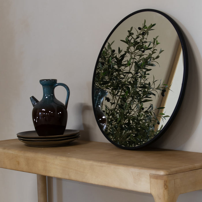 Giga Meubel - Spiegel Rond - Zwart Metaal - 55x3x55cm - Rosie