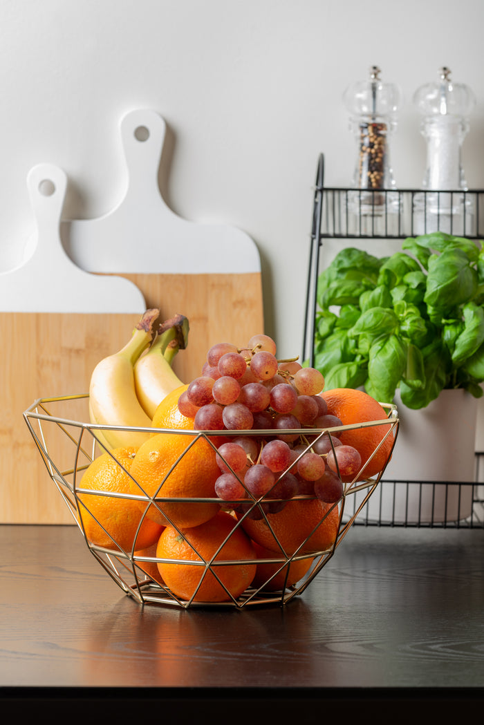 present time - Fruitschaal Diamond Cut - Goud - 30x15cm