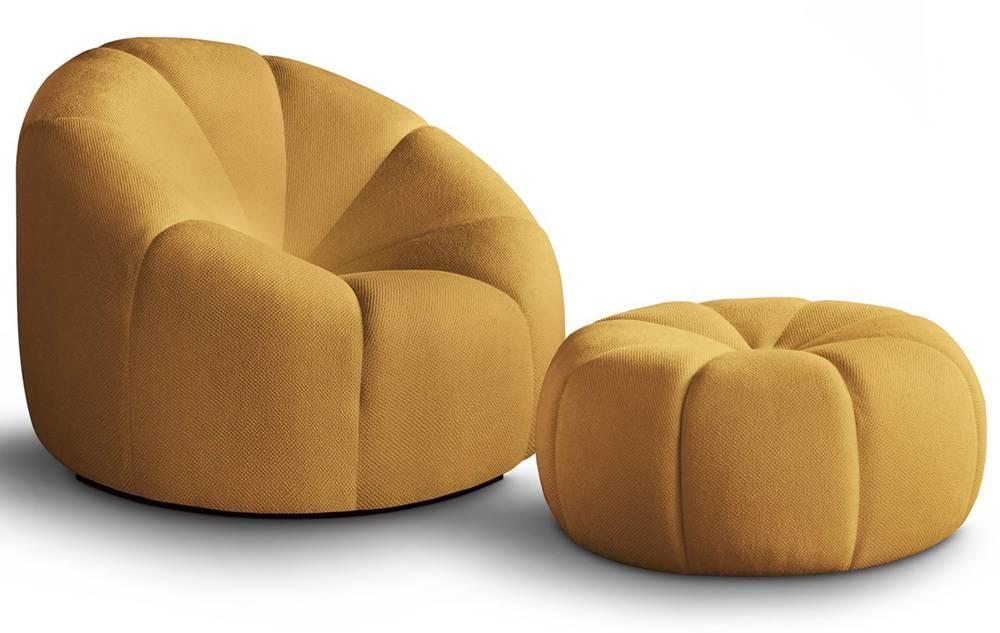 NADUVI Collection Fauteuil met poef Plush
