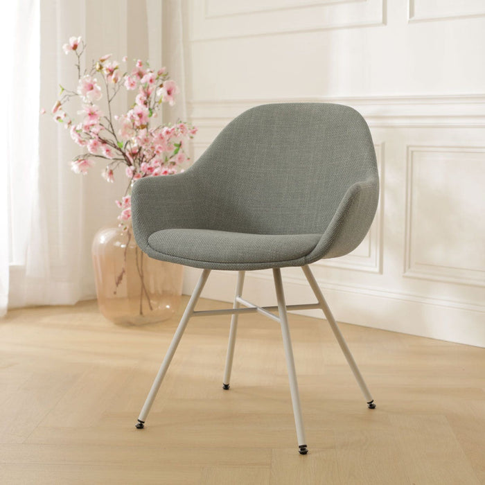 Nolon Noa-Mae Eetkamerstoel Saliegroen - Armleuning - Witte Poten