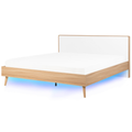 Beliani-SERRIS -Tweepersoonsbed LED-Lichte houtkleur-180 x 200 cm-MDF