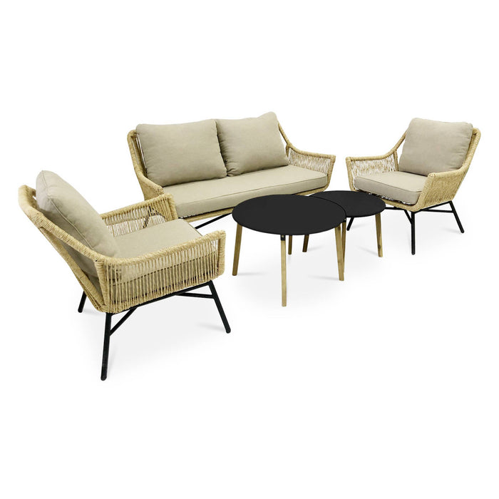 sweeek - Lage wicker loungeset 4 plaatsen - Kuta