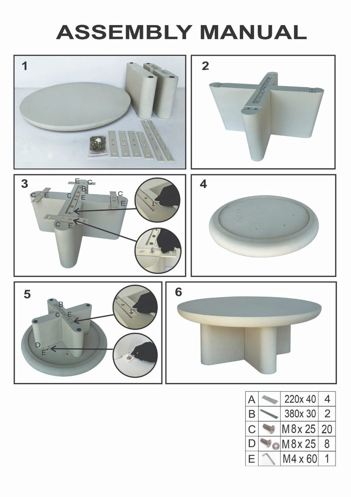 Giga Meubel - Salontafel Rond 90cm - Beige Betonlook - Miso