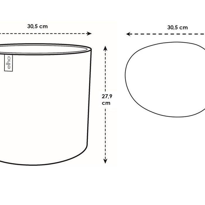 Elho Eden 30 - Zacht taupe - L 31 x B  x H 28 cm - Binnen en Buiten - 100% gerecycled