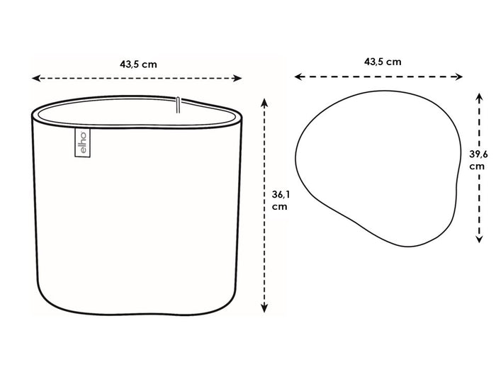 Elho Eden Aquacare Low 40 - Zacht taupe - L 44 x B  x H 35 cm - Binnen en Buiten - 100% gerecycled