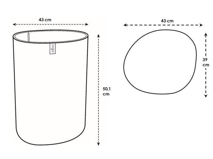 Elho Eden Aquacare High 40 - Zacht taupe - L 43 x B  x H 50 cm - Binnen en Buiten - 100% gerecycled