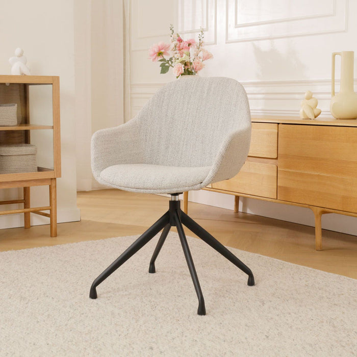 Nolon Nola-Mae Eetkamerstoel Beige Gemêleerd - Draaibaar Zwart