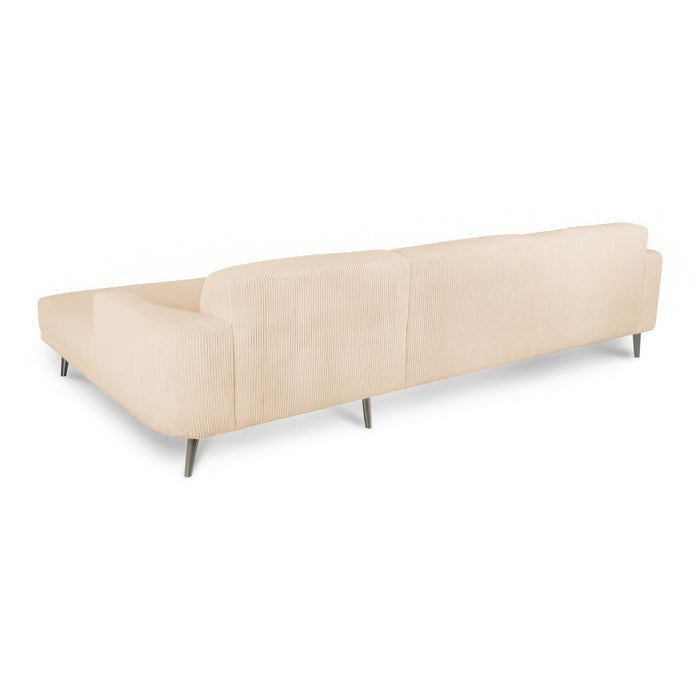 by fonQ Flair Hoekbank met Chaise Longue Rechts - Rib - Crème