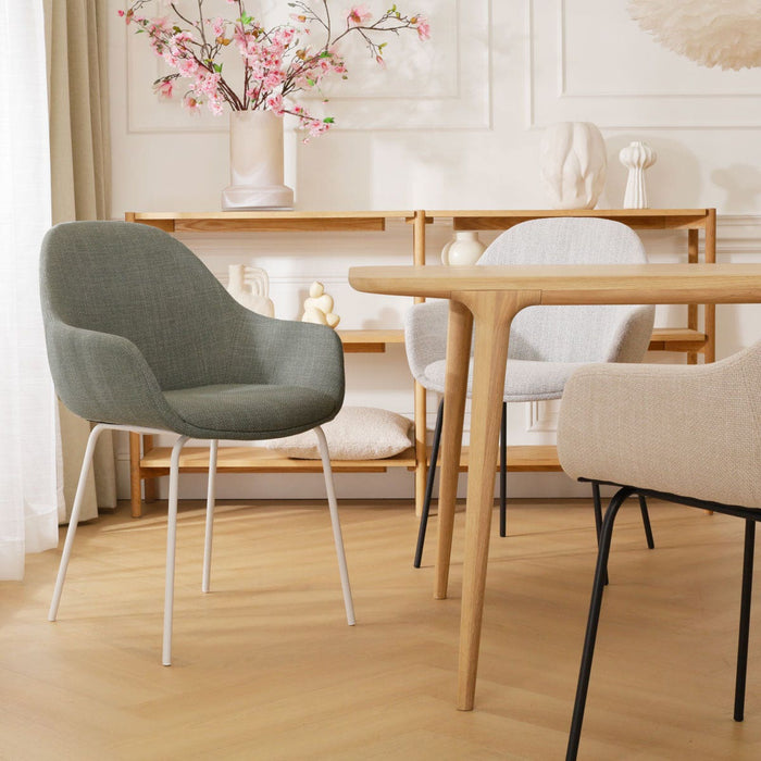 Nolon Nora-Mae Eetkamerstoel Saliegroen - Armleuning - Zwarte Poten