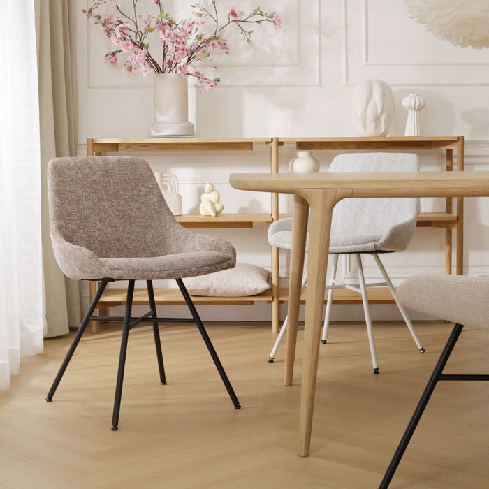 Nolon Noa-Isa Eetkamerstoel Bruin - Stof - Wit Onderstel