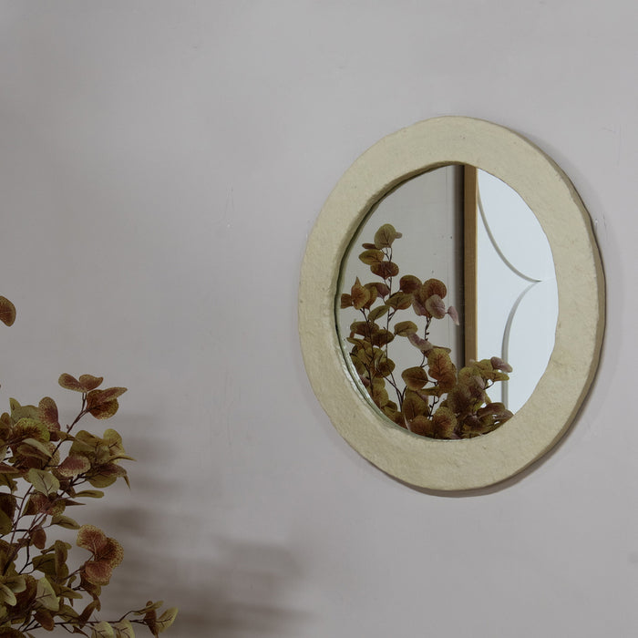 Giga Meubel - Spiegel Rond - Naturel Papier-Maché - 60x4x60cm - Paige