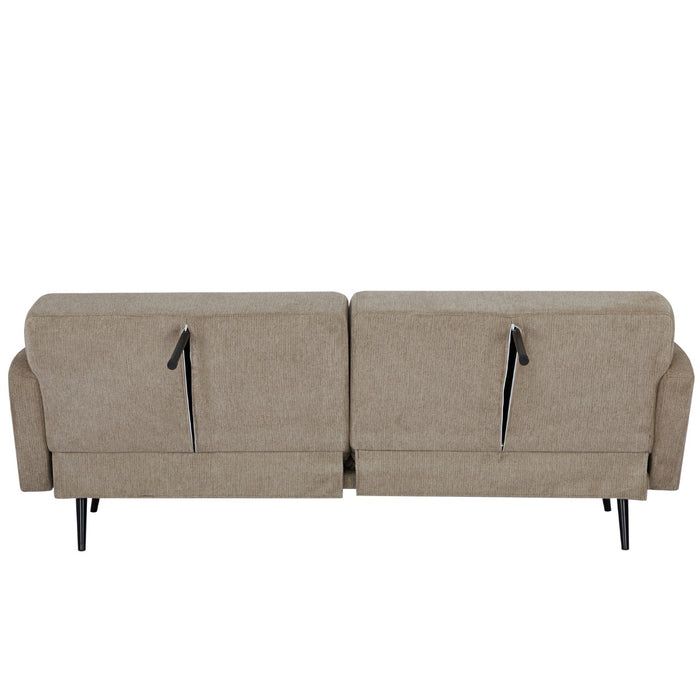 Giga Meubel - Slaapbank Taupe 215cm - Metaal & Stof - Bank Sylke