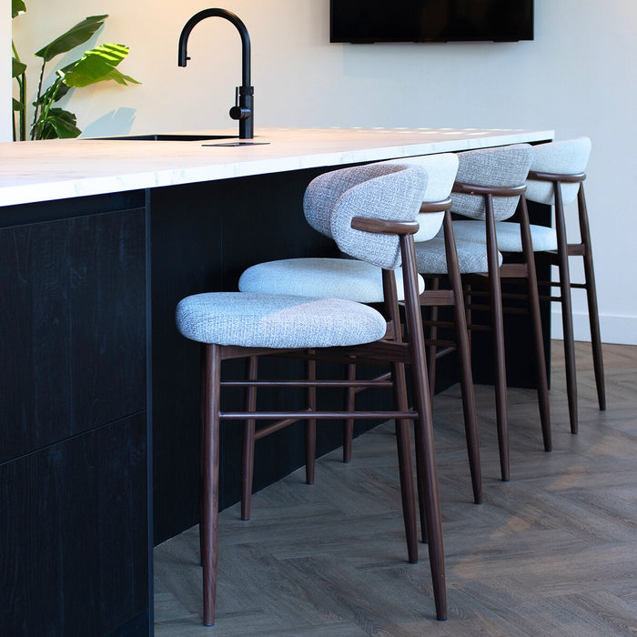 Giga Meubel - Barstoel Taupe - Stof|Metaal - Alexia - Set van 2