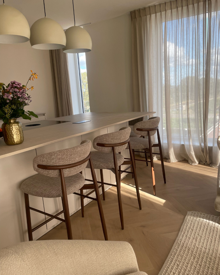 Giga Meubel - Barstoel Taupe - Stof|Metaal - Alexia - Set van 2