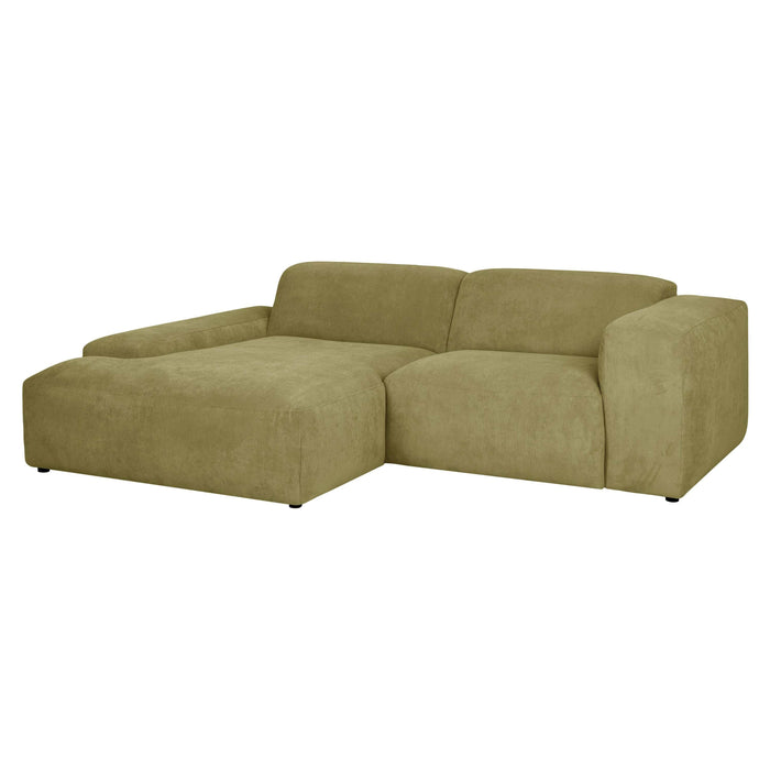 by fonQ Wonder 3-zits Hoekbank met Chaise Longue Links - Rib - Mosgroen