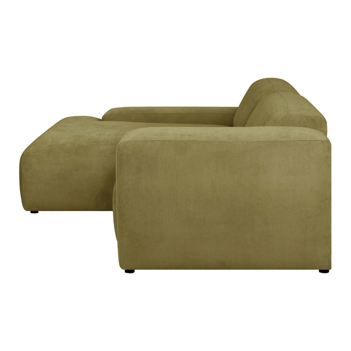 by fonQ Wonder 3-zits Hoekbank met Chaise Longue Links - Rib - Mosgroen