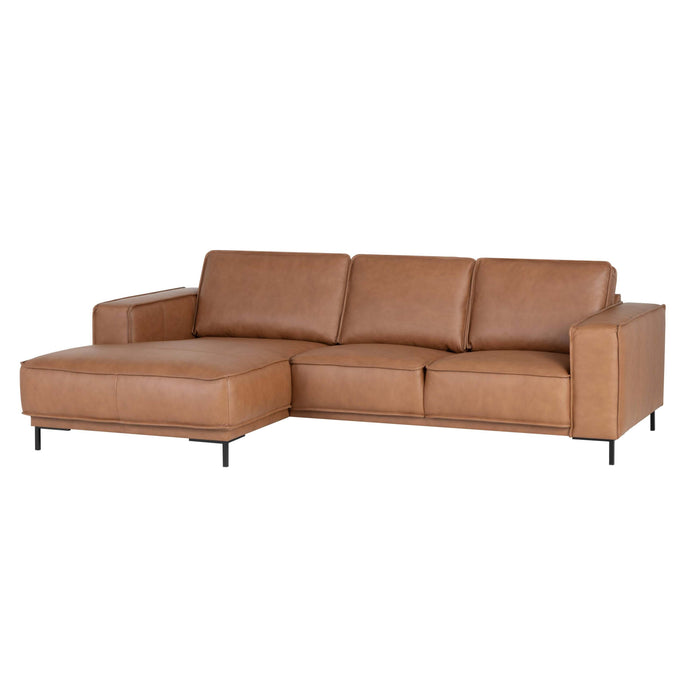by fonQ Brisk Hoekbank met Chaise Longue Links - Buffelleer - Cognac