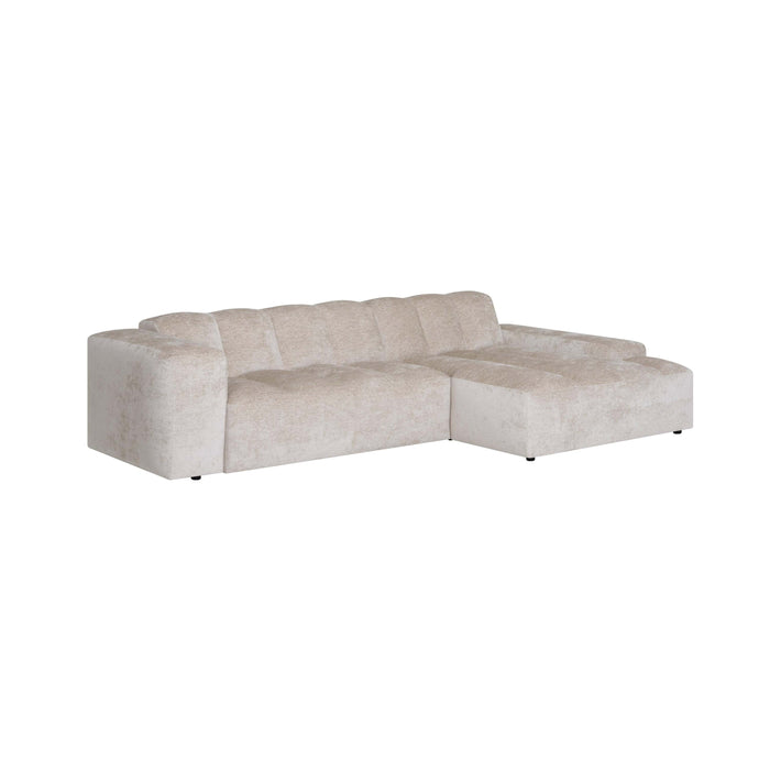 by fonQ Plume 3-zits Hoekbank met Chaise Longue Rechts - Chenille - Beige