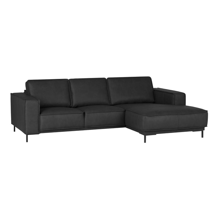 by fonQ Brisk Hoekbank met Chaise Longue Rechts - Buffelleer - Zwart