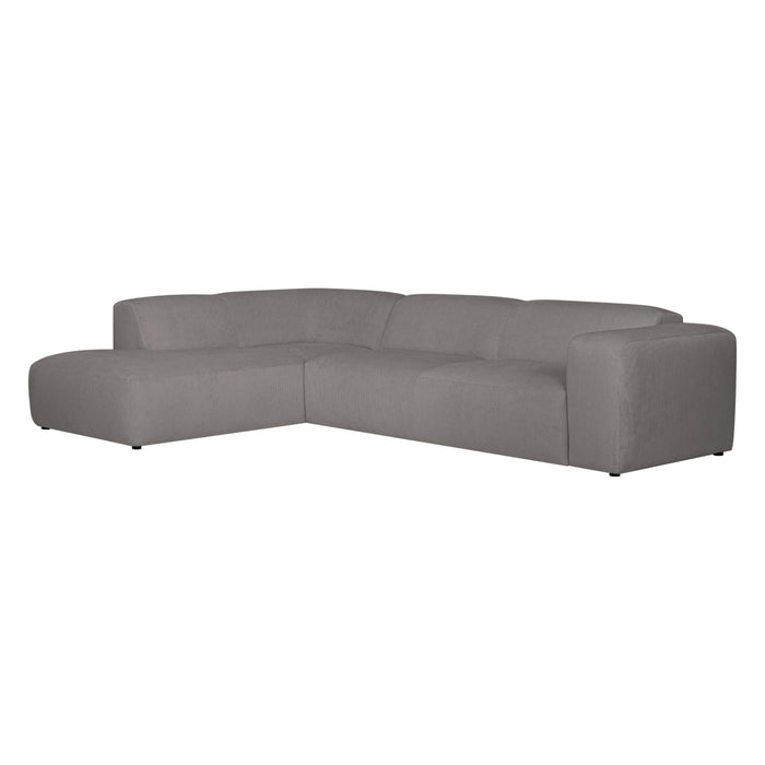 by fonQ Wonder 5-zits Hoekbank Links - Open Eind - Rib  - Grijs