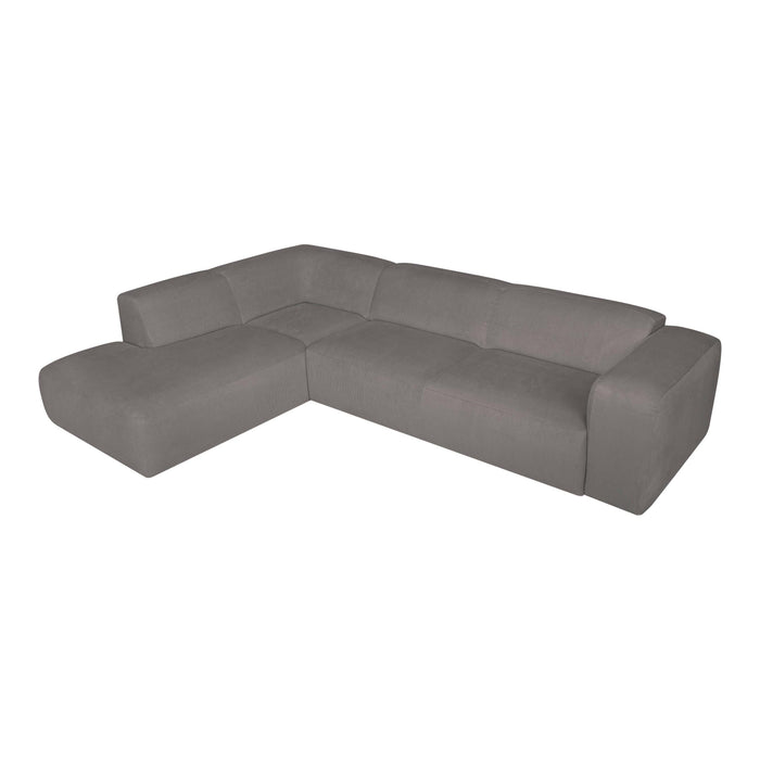 by fonQ Wonder 5-zits Hoekbank Links - Open Eind - Rib  - Grijs