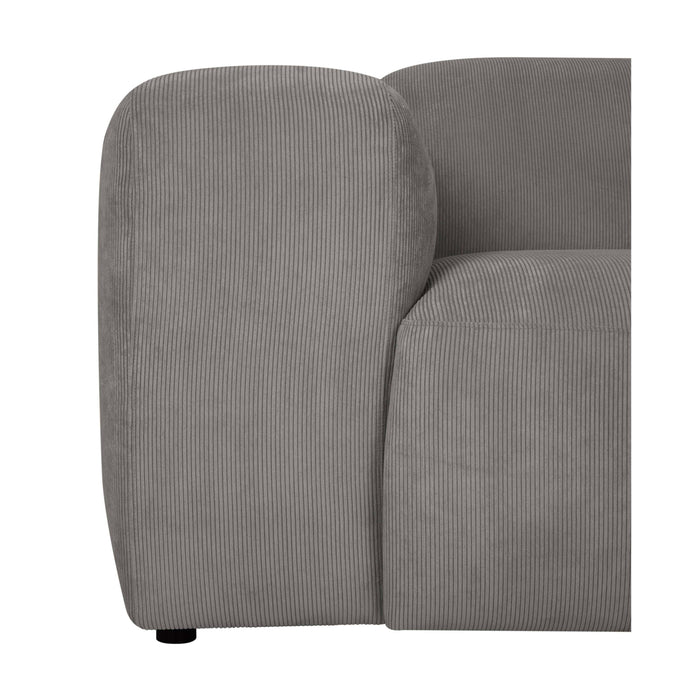 by fonQ Wonder 5-zits Hoekbank Links - Open Eind - Rib  - Grijs