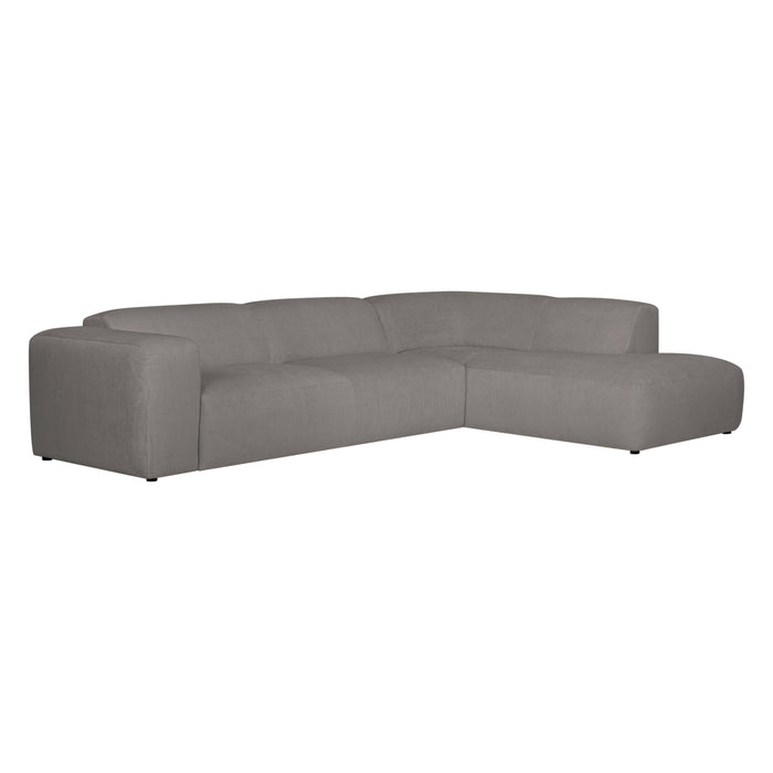 by fonQ Wonder 5-zits Hoekbank Rechts - Open Eind - Rib - Grijs