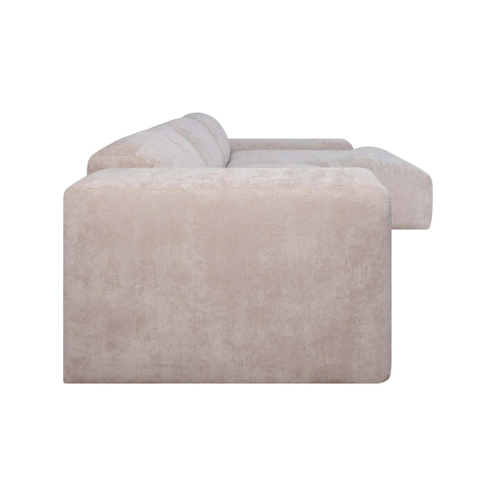 by fonQ Wonder 5-zits Hoekbank met Chaise Longue Rechts - Rib - Beige
