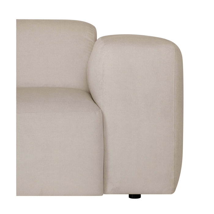 by fonQ Wonder 5-zits Hoekbank met Chaise Longue Rechts XL - Rib - Beige