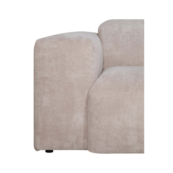 by fonQ Wonder 5-zits Hoekbank met Chaise Longue Rechts - Rib - Beige