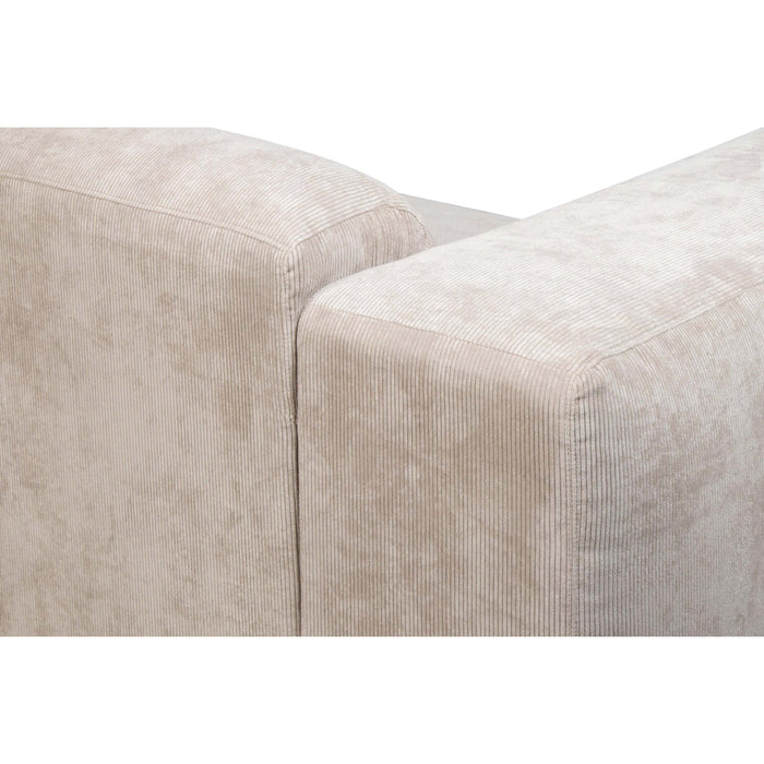 by fonQ Wonder 5-zits Hoekbank met Chaise Longue Rechts - Rib - Beige