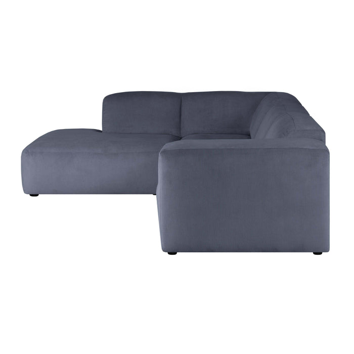 by fonQ Wonder 4-zits Hoekbank Links - Open Eind - Rib - Navy