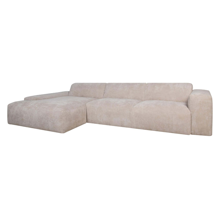 by fonQ Wonder 5-zits Hoekbank met Chaise Longue Links - Rib - Beige