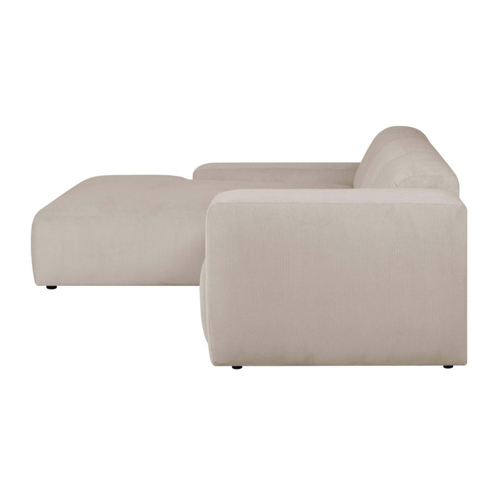 by fonQ Wonder 4-zits Hoekbank met Chaise Longue Links XL - Rib - Beige