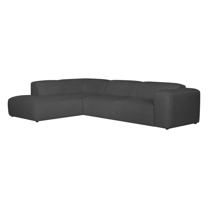 by fonQ Wonder 5-zits Hoekbank Links - Open Eind - Rib - Antraciet