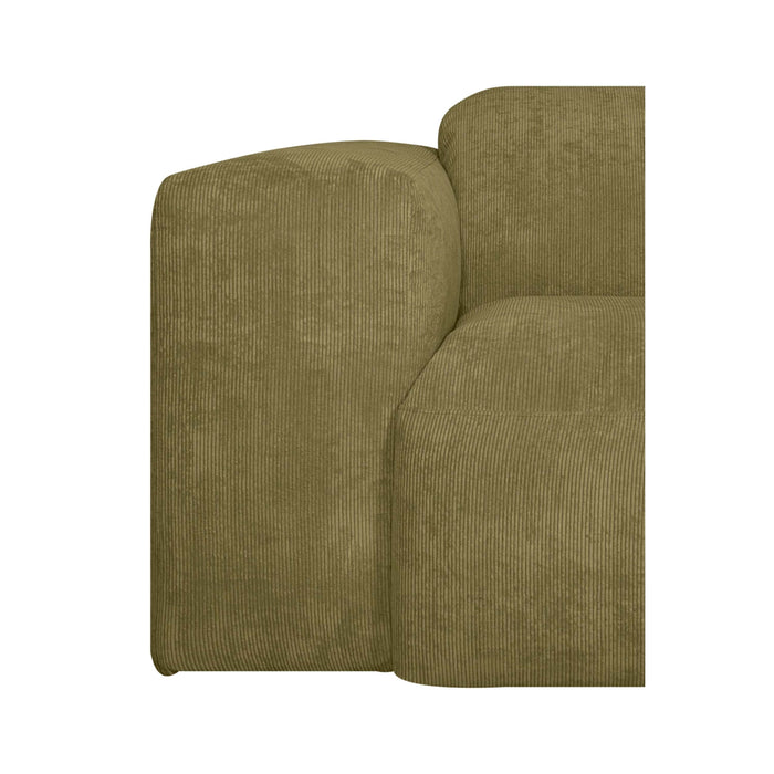 by fonQ Wonder 5-zits Hoekbank met Chaise Longue Rechts - Rib  - Mosgroen