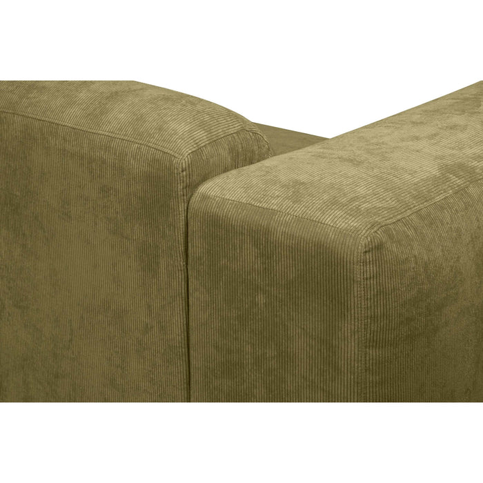 by fonQ Wonder 5-zits Hoekbank met Chaise Longue Rechts - Rib  - Mosgroen